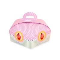 Caixa hexagonal para bolos 27 x 27 x 10 cm com pega