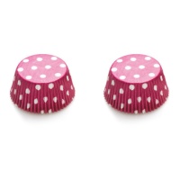 Cápsulas para cupcakes fúcsia com pontos brancos - Decora - 75 unid.