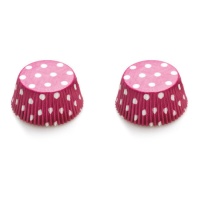 Fuchsia cupcake em cápsulas com pintas brancas - Decora - 75 unidades