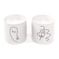 Vela com rostos 8 x 8 x 7,5 cm - DCasa - 1 peça
