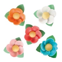 Bolachas de flores coloridas 4,5 cm - Dekora - 100 unidades