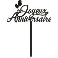 Topo de bolo Joyeux Anniversaire 14 x 10 cm