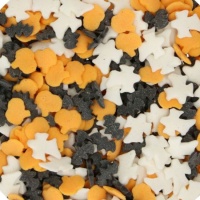 Mistura de granulado de Halloween preto, branco e laranja 55 g