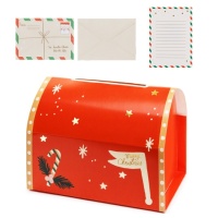 Conjunto de caixa de correio do Pai Natal com letras
