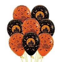 Balões de latex de Noite de Halloween de 30 cm - 12 unidades
