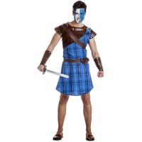 Fato de guerreiro escocês azul para homem