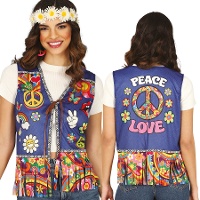 Colete hippie paz e amor para mulher