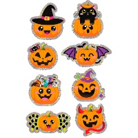 Adesivos holográficos de Halloween com abóboras