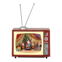 TV com o Pai Natal com luz, música e movimento 24 x 14 x 20,5 cm