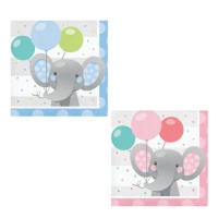 Guardanapos de Elefante Baby Boy de 12,5 x 12,5 cm - 16 unidades
