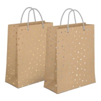 Saco de oferta kraft 23 x 18 x 10 cm com estrelas - 1 unid.
