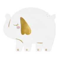 Guardanapos de elefante branco 16 x 13,5 cm - 12 pcs.