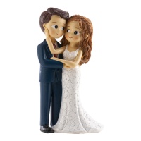 Figura para bolo de casamento de casal acariciando-se de 16 cm