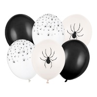 Balões de látex com aranhas de Halloween de 30 cm - 50 unidades