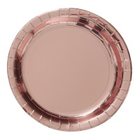Pratos de cartão de 23 cm ouro rosa - 6 peças