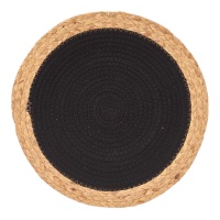 Toalha de mesa de esparto de 35 cm com centro preto