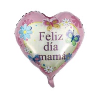 Balão Feliz Dia da Mãe com borboletas e flores 45 cm