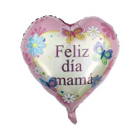 Balão Feliz Dia da Mãe com Borboletas e Flores 45 cm