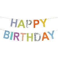 Guirlanda de Happy Birthday com franjas coloridas de 2,20 m
