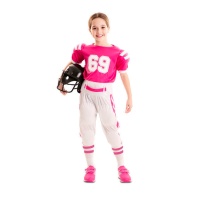 Fato de jogadora de futebol americano cor-de-rosa para rapariga