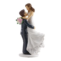 Figura para bolo de casamento com noiva nos braços de 18 cm