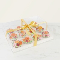 Caixa para 12 cupcakes transparentes com laço