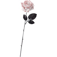 Flor de rosa branca com sangue 42 cm