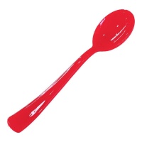 Colheres de plástico vermelho de 13 cm de qualidade superior - 15 unid.