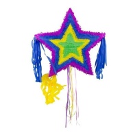 Piñata estrela colorida 3D de 57 cm