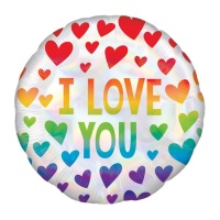 I Love You multicolor globo redondo iridescente 45 cm - Anagrama