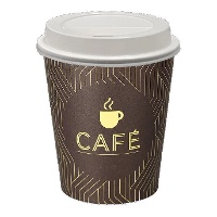 Copos de 120 ml de papelão para café com tampa com orifício - 12 unidades