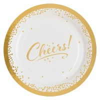 Aplausos pratos de aplausos brancos decorados 23 cm - 8 pcs.
