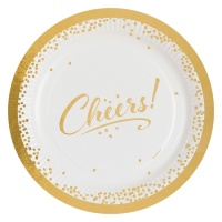 Pratos Cheers brancos decorados Cheers 23 cm - 8 unid.