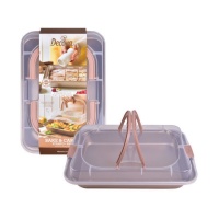 Molde retangular transportável rosa dourado 34,7 x 24,5 x 5,5 cm - Decora