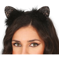 Tiara de gato com penas