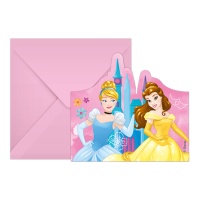 Convites Disney Princess Cinderela e Belle - 6 unidades