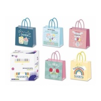 Saco de oferta de papel 35 x 31 x 12 cm com frases positivas sortidas - 1 unid.