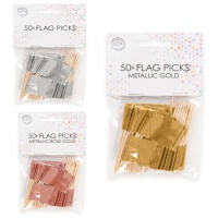 Palitos para bandeiras de cor metálica de 6,5 cm - 50 unidades.