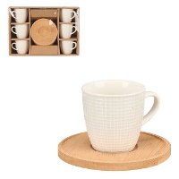 Caneca de 90 ml de quadrados com prato de bambu - 6 serviços