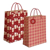 Saco de presente de 32 x 26 x 10 cm kraft com design natalino - 1 unidade