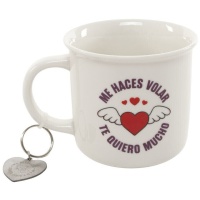 Chávena de 330 ml com porta-chaves do amor