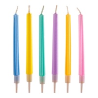 Velas de coluna de cor pastel 12 cm - Dekora - 6 unid.