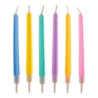 Velas de pilar em tons pastel de 12 cm - Dekora - 6 unidades