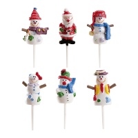 Picks de bonecos de neve e Papai Noel sortidos de 3,5 cm - 72 unidades