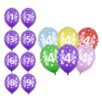 Balões de aniversário em látex com números - 30 cm - PartyDeco - 6 unidades