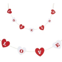 Grinalda de feltro com corações de Love You 1,50 m