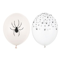 Balões de Látex com Estampa de Aranhas para Halloween de 30 cm - 50 Unidades
