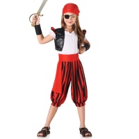 Fato de pirata com calças às riscas para rapariga