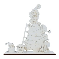 Figura de árvore de Natal em madeira com gnomos 36 x 10 x 36 cm - Artis decor