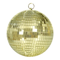 Bola de discoteca dourada com efeito de espelho 30 cm